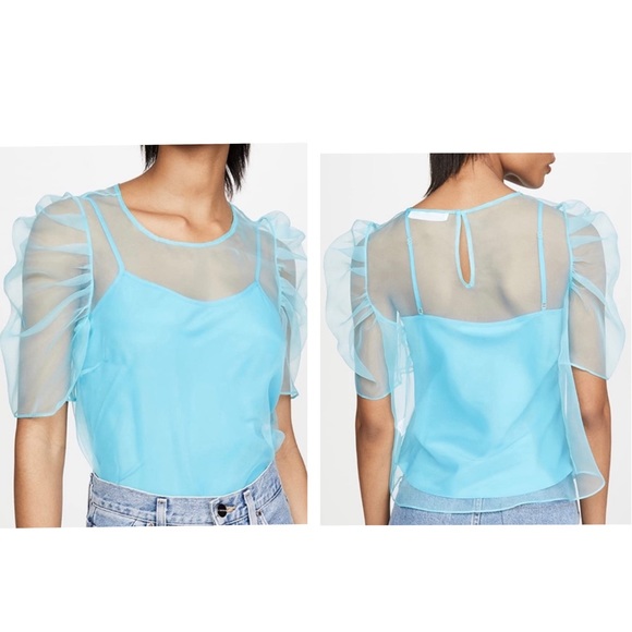 Amanda Uprichard Blue Sheer Smith Top 2 Piece Set - Picture 1 of 5